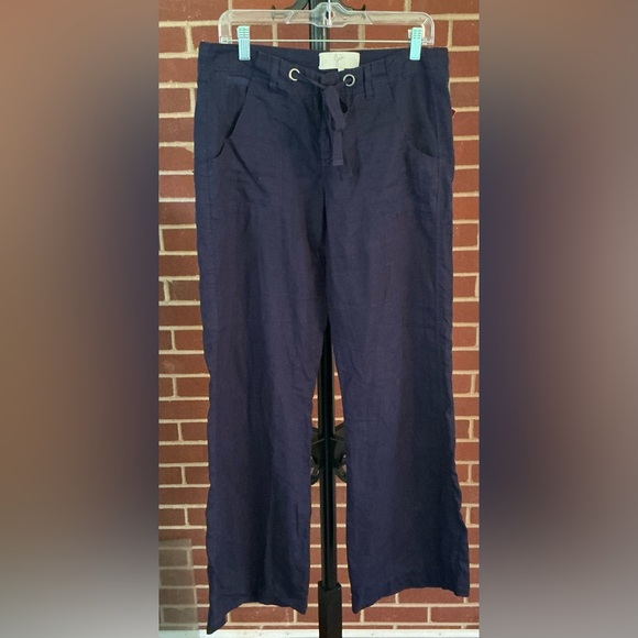 Joie Navy Linen Wide Leg Drawstring Pants 💙 Quiet Luxury, Casual, Vacation, Chic - Picture 2 of 7